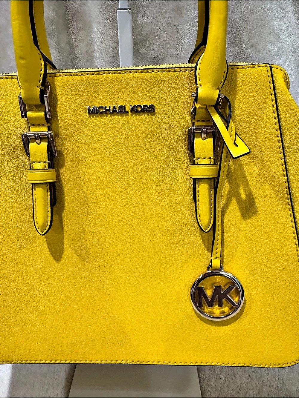 Michael Kors Ciera Medium Saffiano Leather Satchel Yellow - Picture 2 of 8